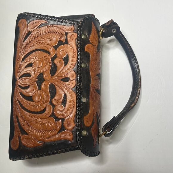 Vintage Tooled Leather Western Satchel Bag - Picture 3 of 8